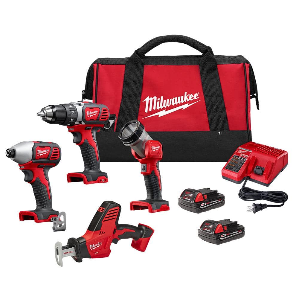 Milwaukee M18 18V 4Tool Cordless Combo Kit w/ 2 x 2.0Ah Battery