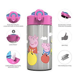 15.5-Oz Zak Designs Kids' Stainless Steel Water Bottle w/ Built-In Carrying  Loop & Straw Spout (Peppa Pig, Disney Cars or Minecraft) $8+ Free Shipping  w/ Prime or on $35+