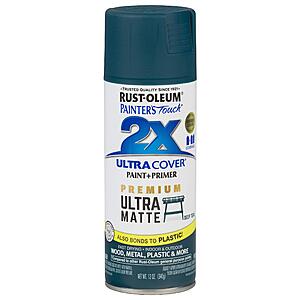 12-Oz Rust-Oleum Painter's Touch 2X Ultra Cover Spray Paint (Ultra Matte Deep Teal or High Gloss Tropical Leaf) $  3.14 + Free Shipping w/ Prime or on $  35+