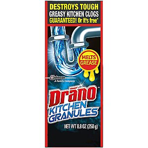 8.8-Oz Drano Kitchen Granules Drain Clog Remover & Cleaner $  3.15 w/ S&S + Free Shipping w/ Prime or on $  35+