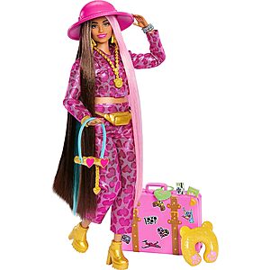 Barbie Extra Fly Travel Doll w/ Colorful Hair, Pink Camo Outfit, Golden Boots & Accessorie $15 + Free Shipping w/ Prime or on $35+
