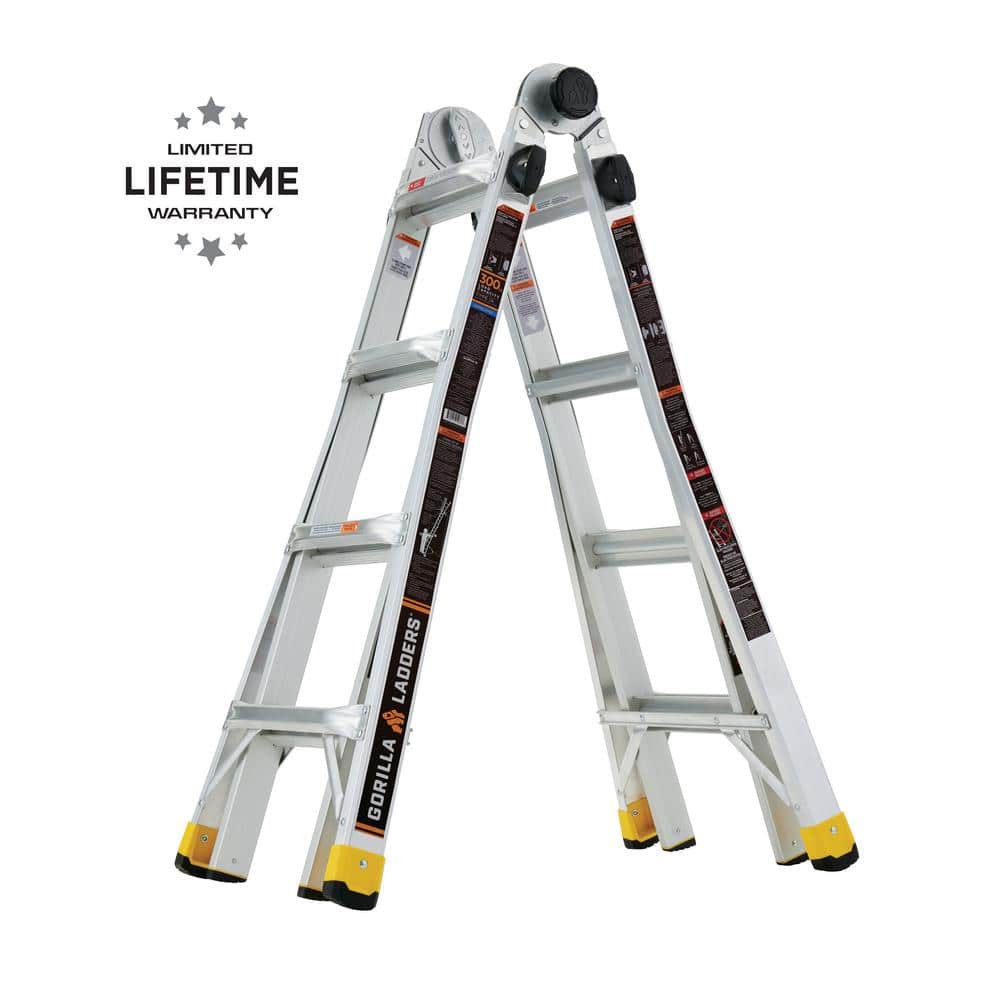 Gorilla Ladders 18 ft. Reach MPXA Aluminum Multi-Position Ladder with 300 lbs. Load Capacity $150