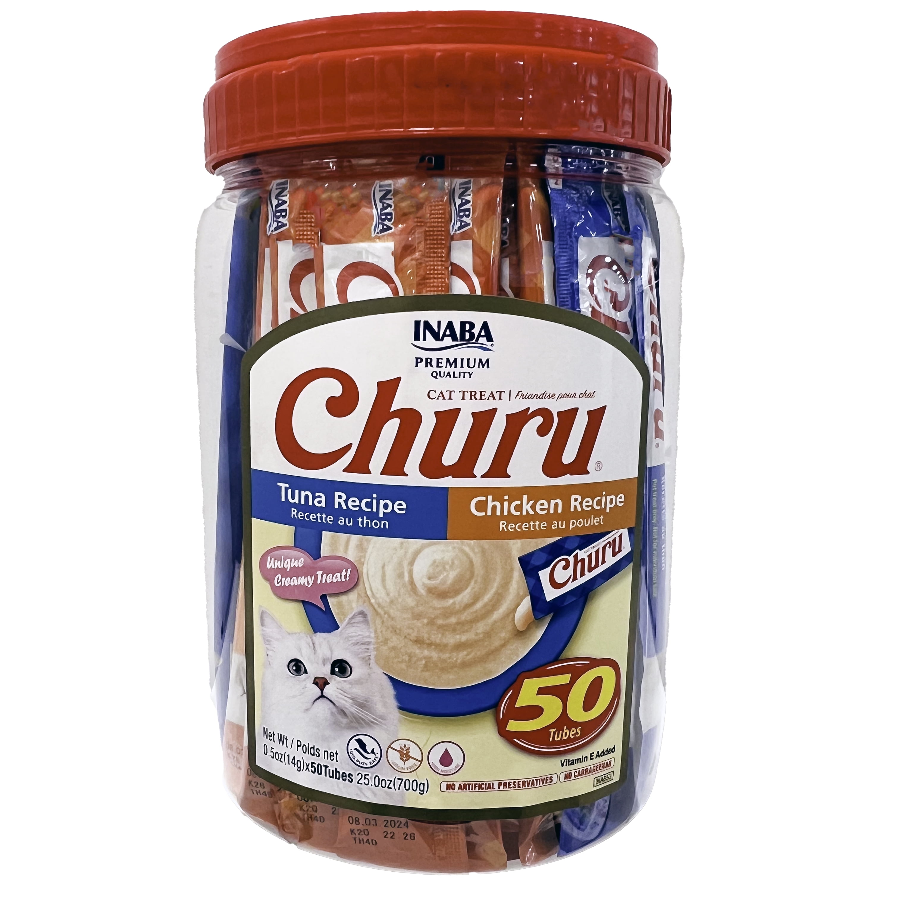 INABA Churu Creamy, Lickable Wet Cat Treats, 0.5 oz, 50 Tubes, Tuna & Chicken Variety Pet Treat $14 Walmart FS