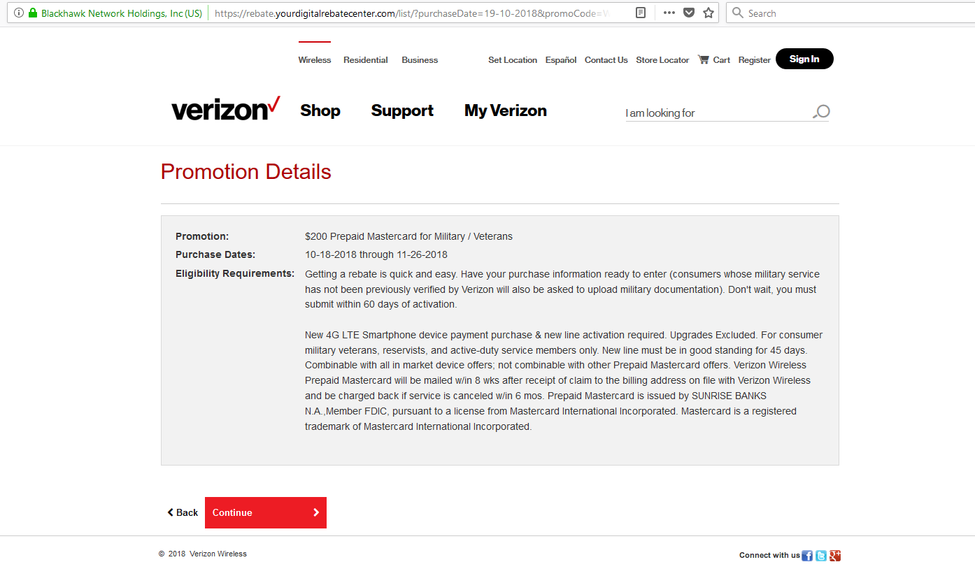 Verizon $200 Mastercard GC for military New Line activations 10/18-11/26, stackable with other promos