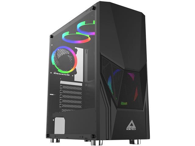 Montech Fighter 500 Tempered Glass Mid Tower Gaming Case w/4 Rainbow RGB Fans + $10GC @Newegg $50