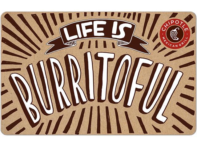 Chipotle $50 Gift Card (Email Delivery) @Newegg $45
