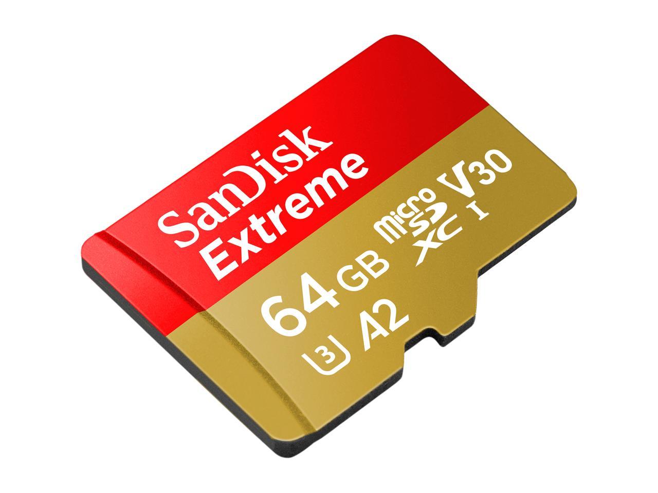 64GB SanDisk Extreme microSD XC U3 A2 V30 @Newegg $11