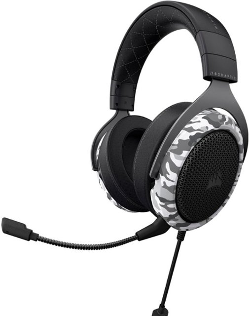 CORSAIR - HS60 HAPTIC Stereo Gaming Headset with Haptic Bass - Black and White Camo $80