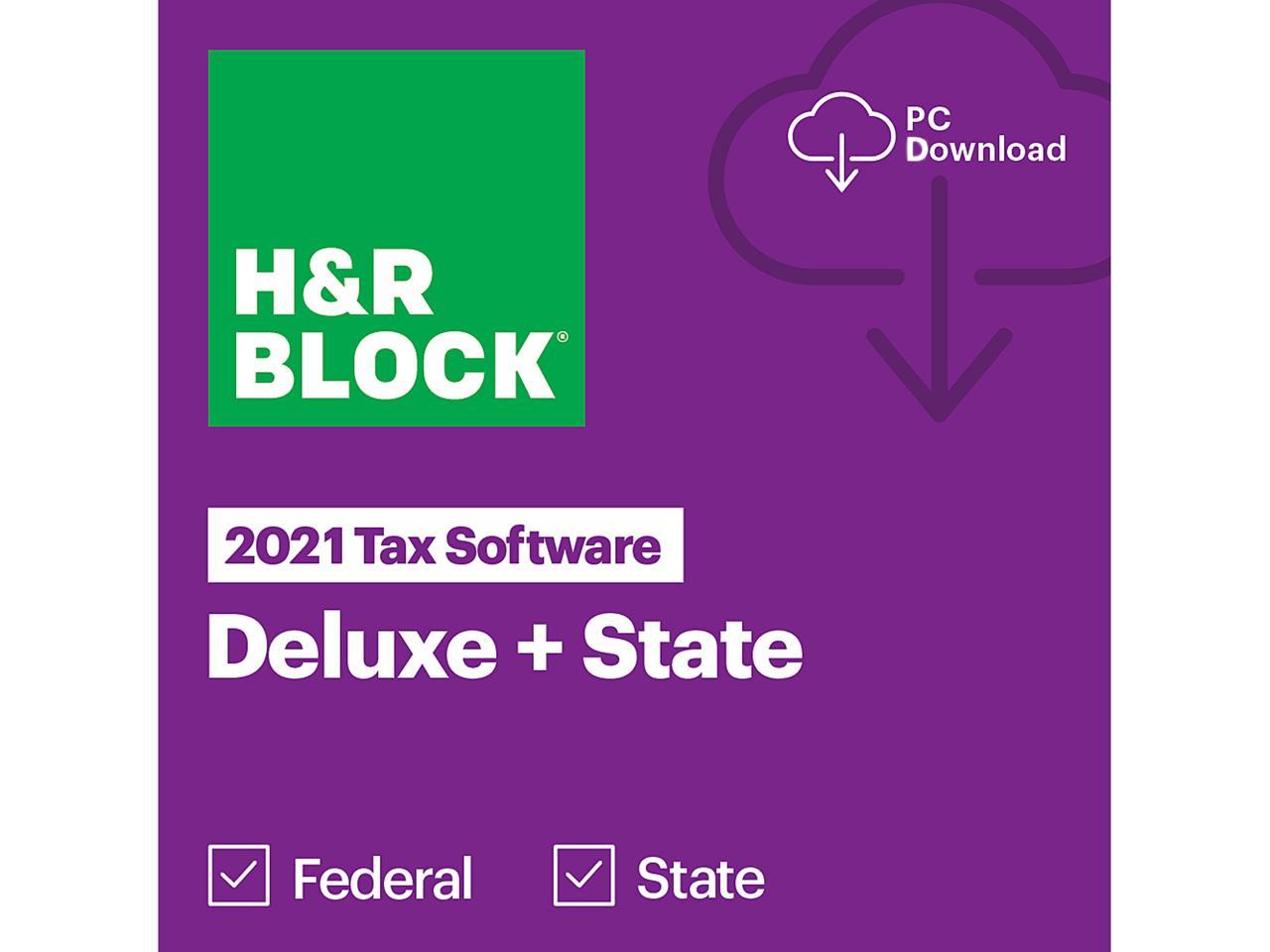H&R Block 2021 Tax Software: Deluxe + State (Windows | MAC DL) $16.49,  Premium (DL) $22.49AC; Premium + Business / $26AC