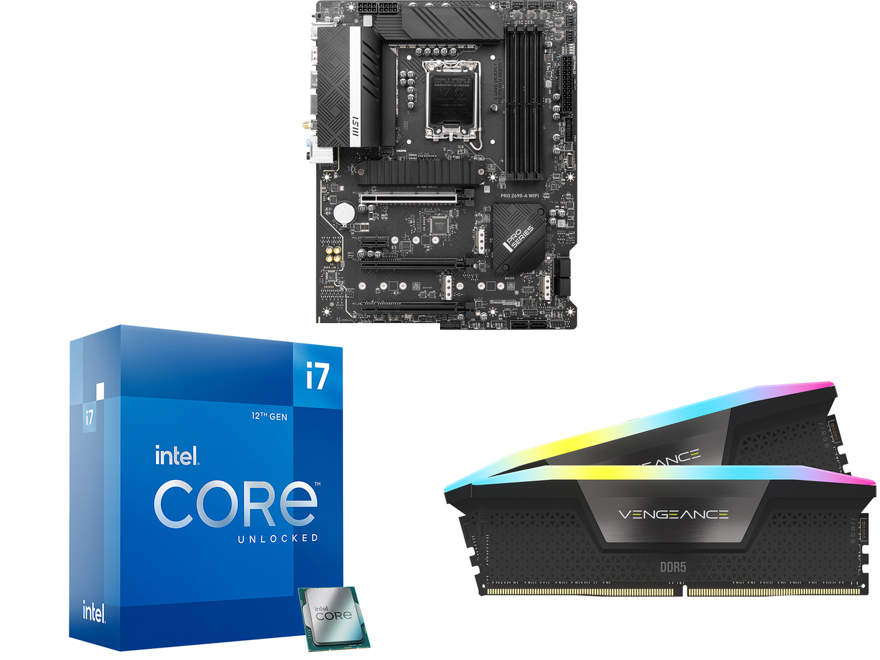 Intel Core i7-12700K Processor + MSI PRO Z690-A WIFI DDR5 Motherboard  + 32GB Corsair Vengeance DDR5 6000 RAM bundle $428