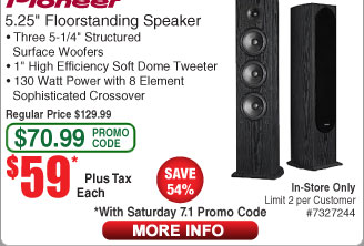 Pioneer SP-FS52 5.25" Floor Standing Speaker $59ea (starts 7/1 w/emailed code))