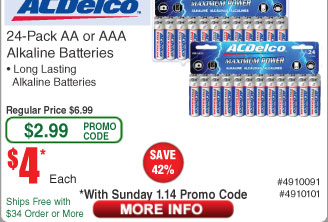 Aaa Battery Promo Code >> 24 Ct Aa Or Aaa Ac Delco Alkaline Batteries 4ac Frys Starts 1 14 Aaa Battery Promo Code >> 24 Ct Aa Or Aaa Ac Delco Alkaline Batteries 4ac Frys Starts 1 14