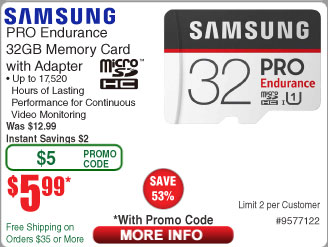 32GB Samsung Pro Endurance U1 microSDHC Memory w/ Adapter ...