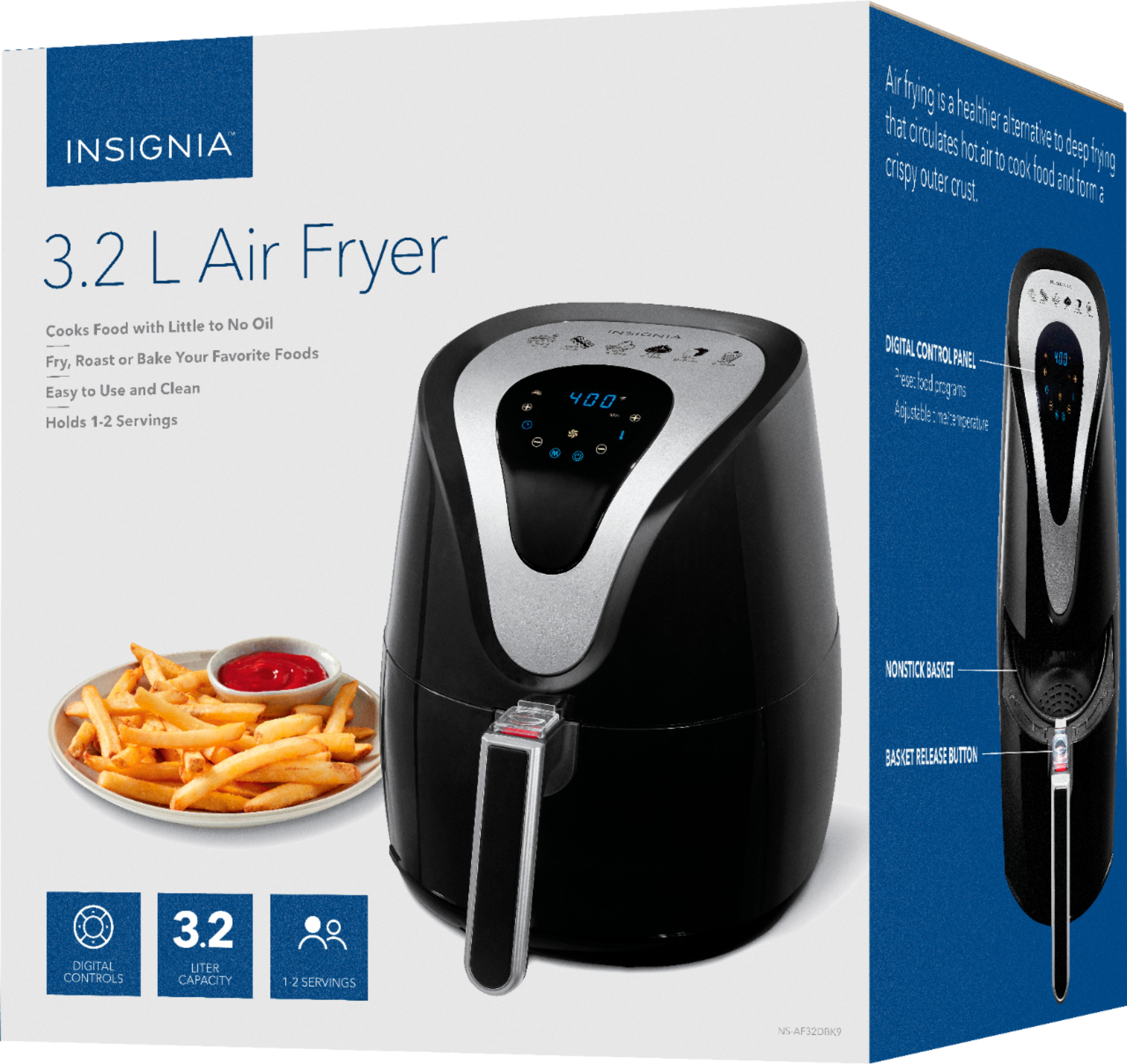 Insignia™ - 3.2qt Digital Air Fryer - Black @bestBuy $34.99  6.8qt / $49.99