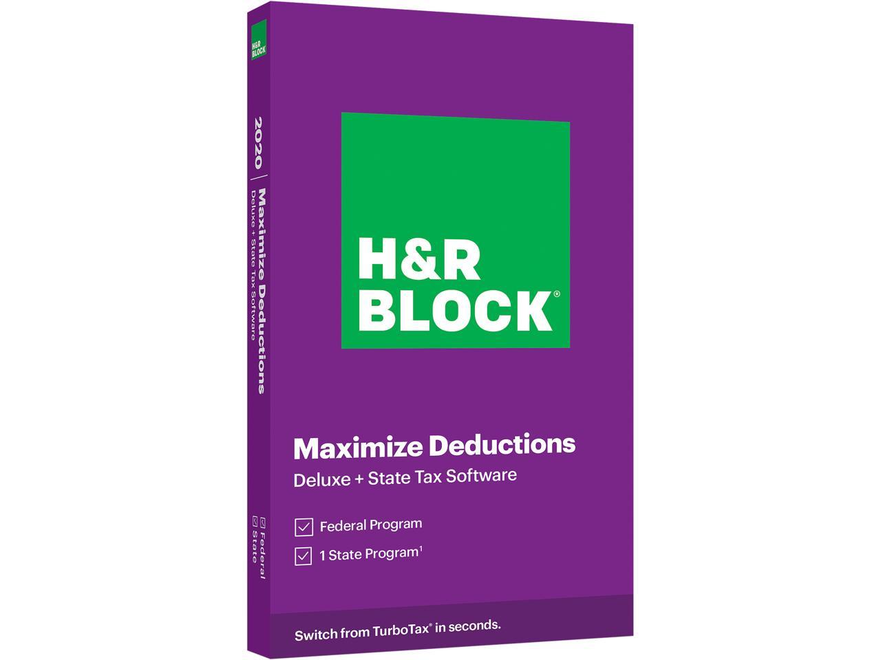 H&R BLOCK Tax Software Deluxe + State 2020 @Newegg $15AC  Premium + State / $25; Premium + Business / $33AC
