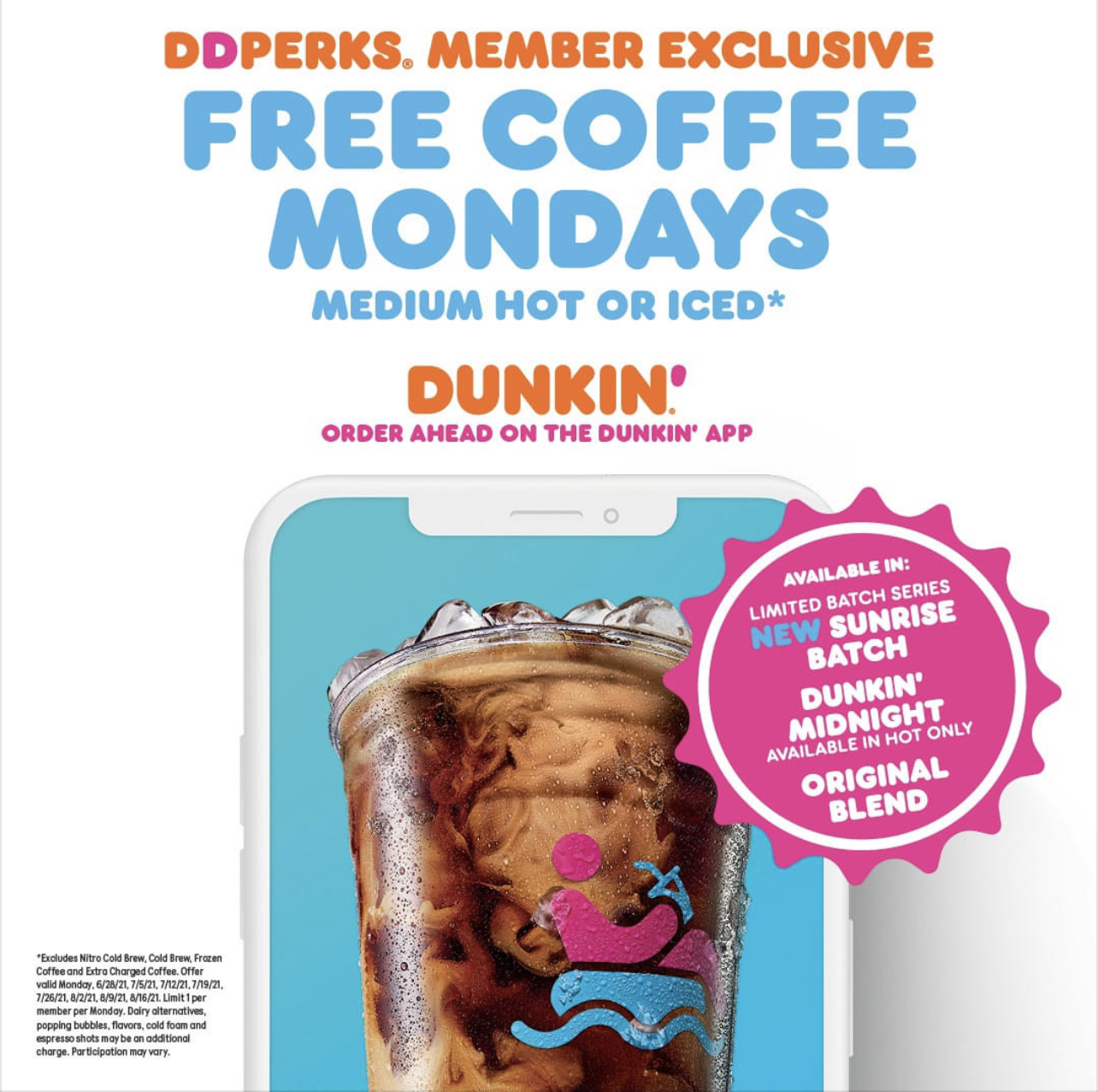 Dunkin’ Donuts Free Coffee Mondays for DD Perks Members YMMV