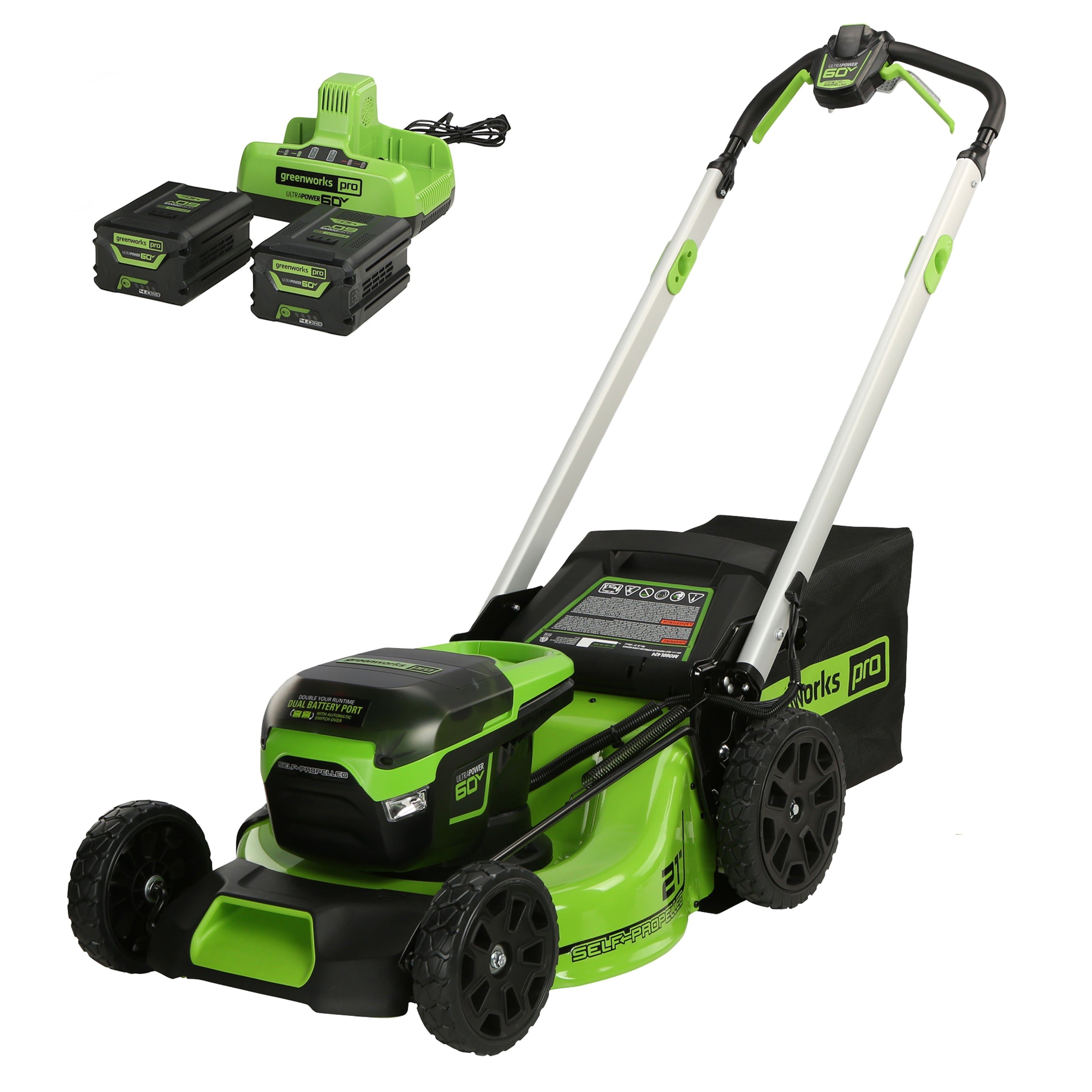 Greenworks 60V 21" Cordless Battery Self-Propelled Lawn Mower w/ Two (2) 4.0Ah Batteries & Dual Port Charger $450