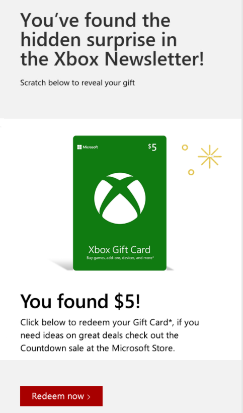 xbox 5 dollar gift card free