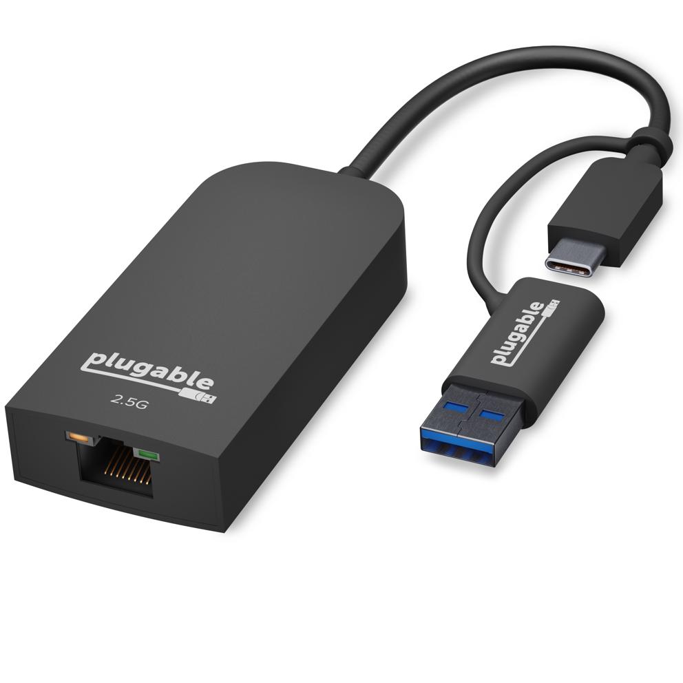 Plugable 2.5GbE USB-C and USB To Ethernet Adapter $29.95