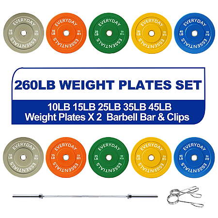 260# weight plates with 7' barbell $266.44