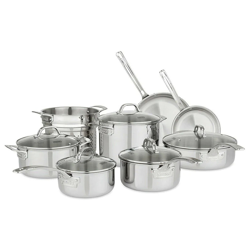 Viking Culinary 3-Ply 13-Piece Cookware Set,Stainless $157