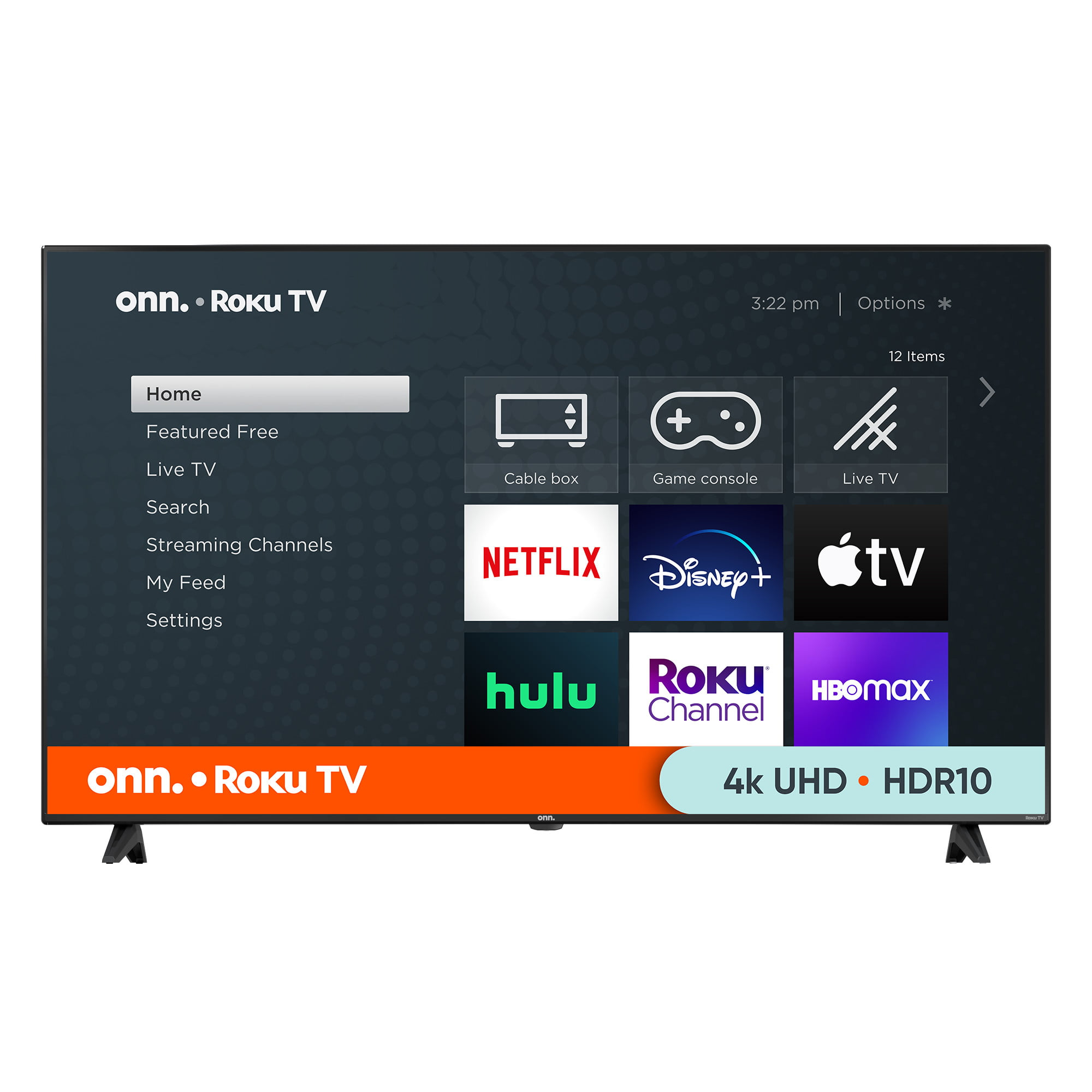 onn. 65” Class 4K UHD (2160P) LED Roku Smart TV HDR (100012587) - Walmart.com $298