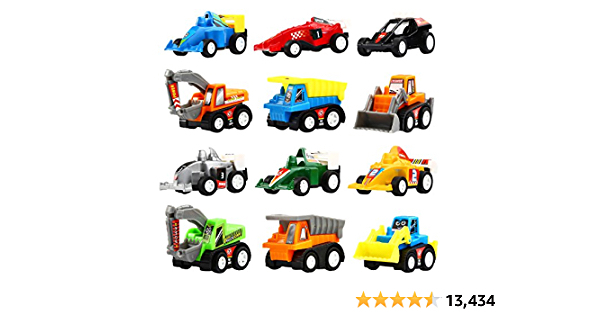 Yeonha Toys Pull Back Vehicles, 12 Pack Mini Assorted Construction Vehicles & Race Car Toy, Vehicles Truck Mini Car Toy for Kids Toddlers Boys Child, Pull Back & Go Car T - $9.97