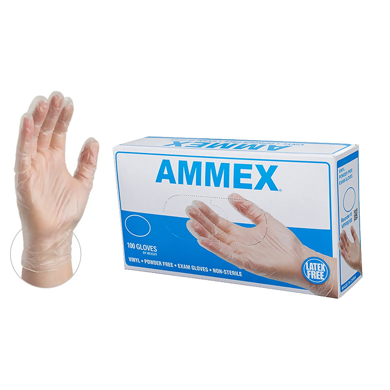 Ammex Medical Clear Vinyl Gloves 4 Mil Latex Free Powder Free Disposable Non Sterile Size Medium