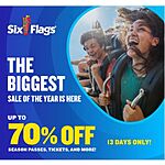 Six Flags: 2024 Platinum Pass (includes remainder of 2023) from $49 &amp; More