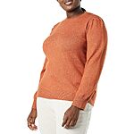 Amazon Essentials Women's Soft Touch Pleated Shoulder Crewneck Sweater $10.40
