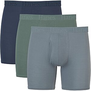 $11.50*: 3-Pack Hanes Men's Supersoft Viscose from Bamboo Underwear Trunks & Boxer Briefs at Amazon