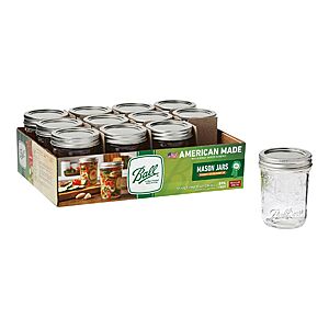Ball Mason Jars (Various Sizes): 12-Pack 8-Oz Regular Mouth Jars w/ Lids & Bands $9.60 & More