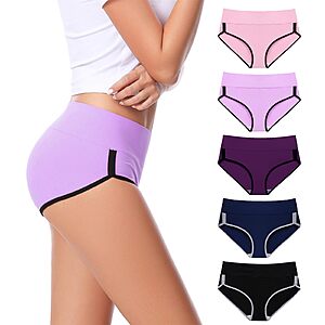 5-Pk CAILECOTTON Women's Cotton High Waisted Underwear (Various Colors) $10 