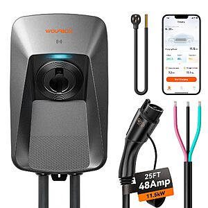 48A WOLFBOX J1772 NEMA 14-50 Hardwired Level 2 EV Charger w/ App + RFID $255.60 + Free S&H