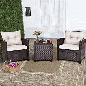 3-Piece Costway Rattan Patio Furniture Set w/ 2 Chairs & Coffee Table (Various) from $137.20 + Free S&H