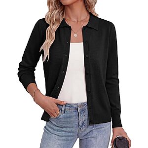 Grace Karin Lapel Collar Button Down Cardigan Sweater (Various Colors) from