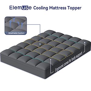 ELEMUSE Queen Grey Mattress Topper $32.50 + Free S/H