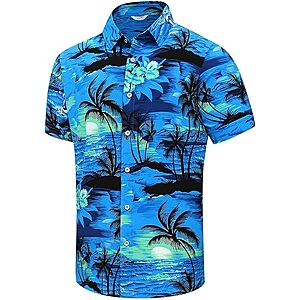 SheLucki Men's Button-Down Hawaiian Shirt (Various) from