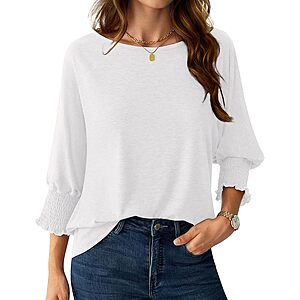 NORACORA Women's 3/4 Sleeve Loose Fit Dressy Casual T-Shirt (Various) $4.60 
