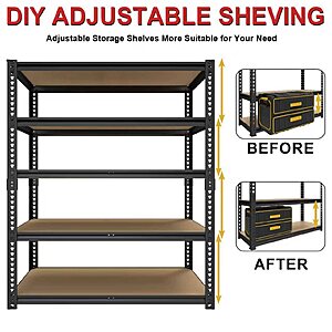 Select Accounts: 5-Shelf HAGOO Garage Storage Unit (72" H x 40" W x 20" D) $36.20 + Free S&H
