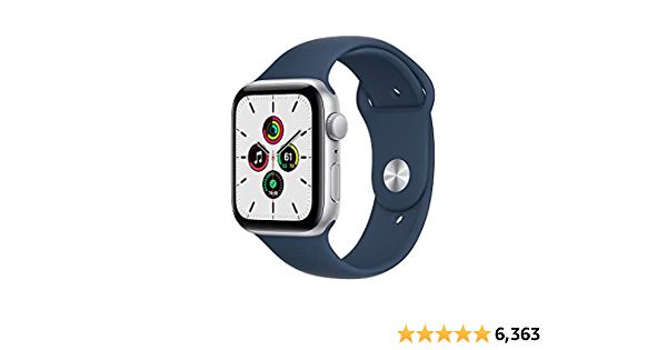 Apple Watch SE [GPS 44mm] Smart Watch w/ Silver Aluminium Case with Abyss Blue Sport Band. Fitness & Activity Tracker, Heart Rate Monitor, Retina Display, Water Resistant - $249