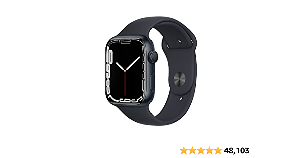 Apple Watch Series 7 [GPS 45mm] Smart Watch w/ Midnight Aluminum Case with Midnight Sport Band. Fitness Tracker, Blood Oxygen & ECG Apps, Always-On Retina Display, Water  - $349