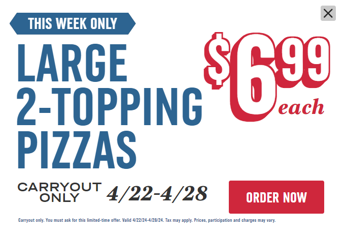 Domino's Pizza: Large 2-Topping Pizza $6.99 (Carryout Only)