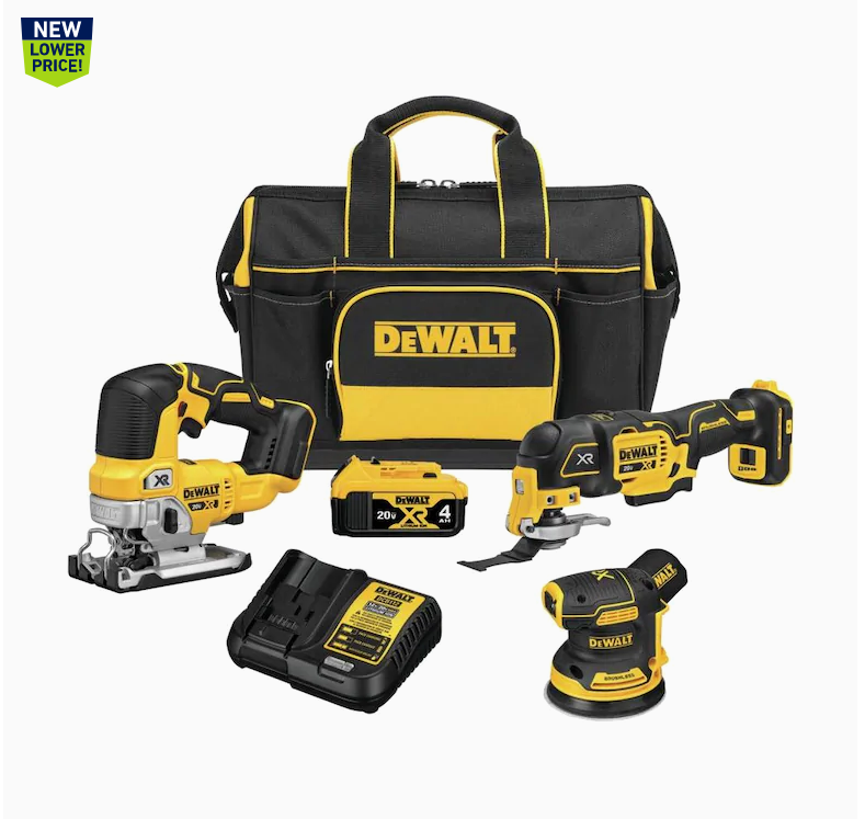 DEWALT XR 3-Tool 20-Volt Max Brushless Power Tool Combo Kit with Soft Case (Charger Included and 1-Battery Included) $299