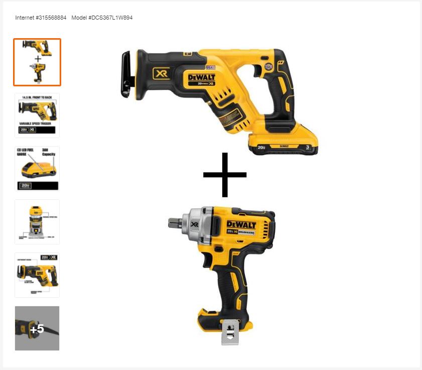 Dewalt 20v DCF894 Mid Range Impact + DCS367 Compact Recip Saw +3ah Battery and Charger $259
