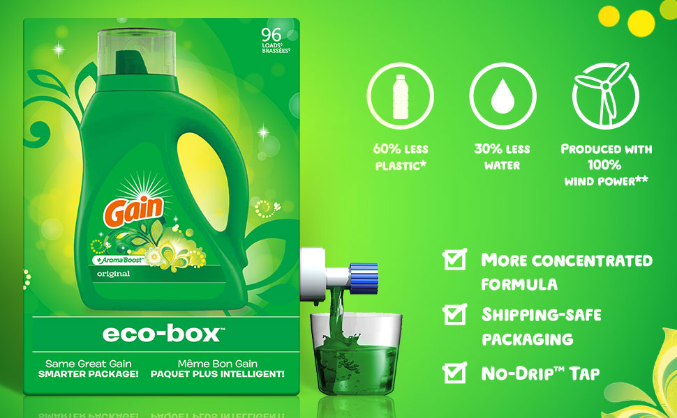 Gain Liquid Laundry Detergent Soap Eco-Box, Original Scent, 96 Loads $10.77