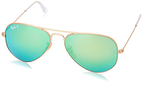 Ray-Ban RB3025 Classic Aviator Sunglasses, Matte Gold/Polarized Green Mirror, 58 mm $106.92