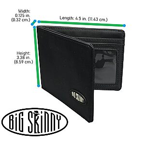 Big Skinny Men's Bifold Slim Wallet, Holds Up to 25 Cards, Black $20 AC $19.41