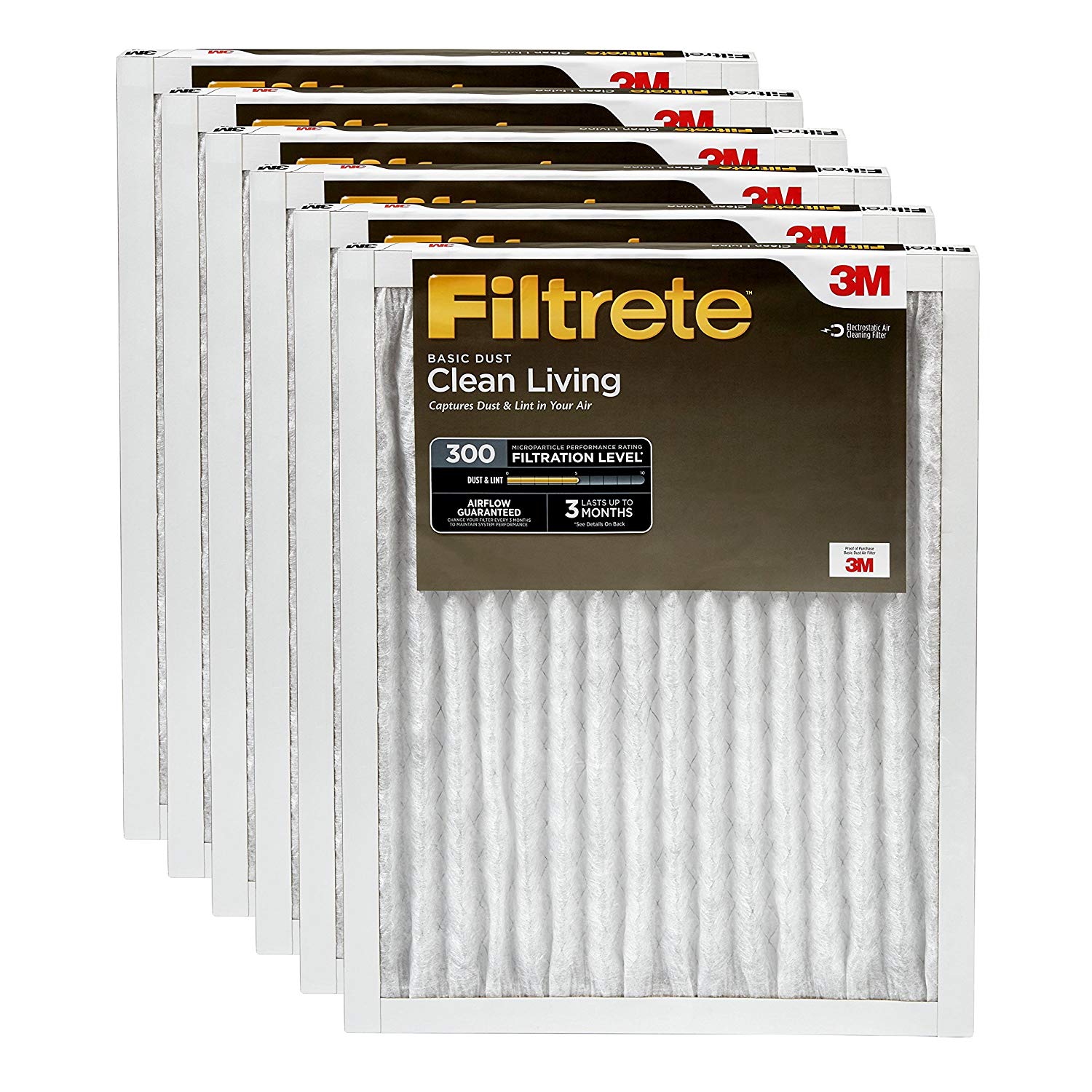 6 Pack 3m Filtrete Clean Living Basic Dust Filter Mpr 300 24 Lots Of Sizes