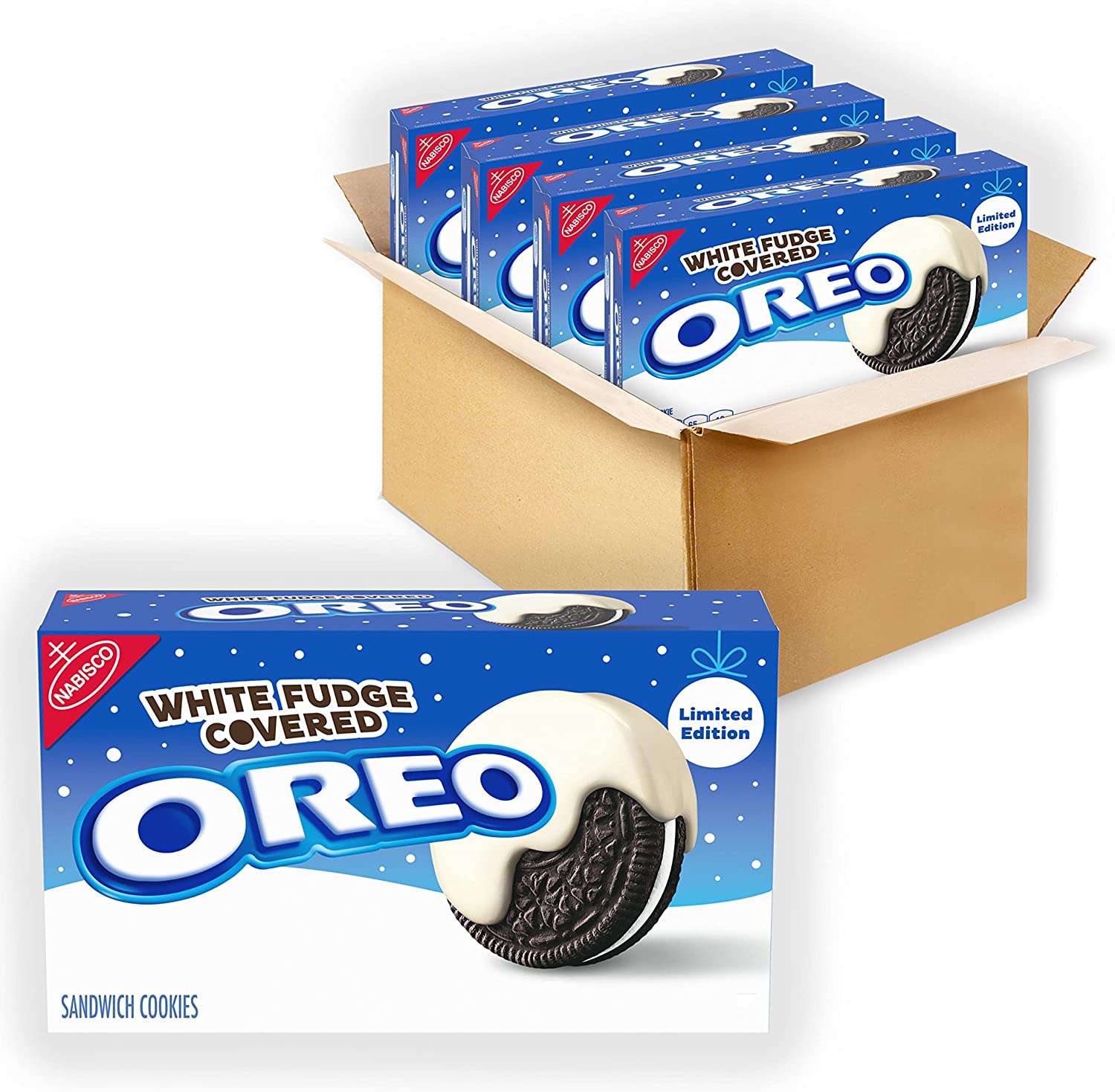 4Pack 8.5Oz Oreo White Fudge Covered Chocolate Sandwich Cookies